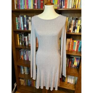 Shimmery backless dress with bell sleeves